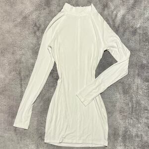 White long sleeve body con mini dress